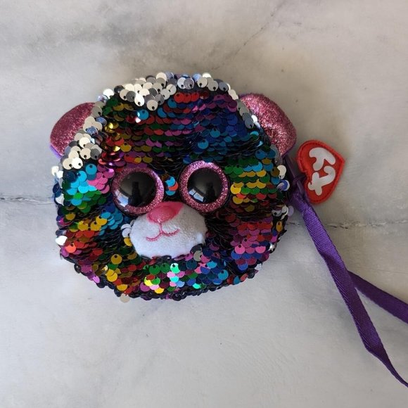TY Beanie Boo Cat Flippy Sequin Coin Purse - Picture 1 of 6